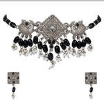 Women's Rose Gold Plated Alloy Necklace & Earings Set (Silver)