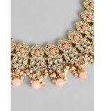 Women's Rose Gold Plated Alloy Necklace & Earings Set (Pink)