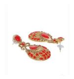 Women's Rose Gold Plated Alloy Earrings (Gold & Red)