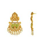 Women's Rose Gold Plated Alloy Kundan Earrings & Mangtikka (Green)