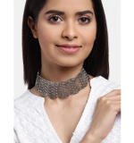 Women's Rose Gold Plated Alloy Choker (Silver)