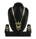 Women's Rose Gold Plated Alloy Necklace & Earings Set (Green)