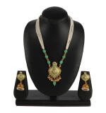 Women's Rose Gold Plated Alloy Necklace & Earings Set (Green)