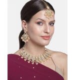Women's Rose Gold Plated Alloy Necklace & Earings Set (Pink)