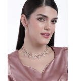 Women's Rose Gold Plated Brass Necklace & Earings Set (Gold)