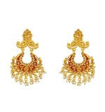Women's Rose Gold Plated Alloy Kundan Earrings & Mangtikka (Maroon)