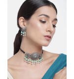 Women's Rose Gold Plated Alloy Necklace & Earings Set (Light Green)