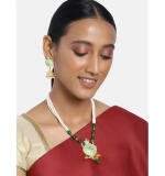 Women's Rose Gold Plated Alloy Necklace & Earings Set (Green)