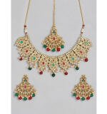 Women's Rose Gold Plated Alloy Necklace & Earings Set (Light Green)