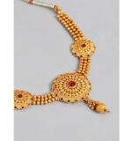 Women's Rose Gold Plated Alloy Necklace & Earings Set (Gold)