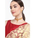 Women's Rose Gold Plated Alloy Necklace & Earings Set (Gold)