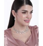 Women's Rose Gold Plated Brass Necklace & Earings Set (Silver)