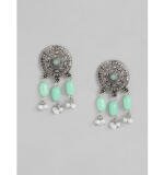 Women's Rose Gold Plated Alloy Necklace & Earings Set (Light Green)