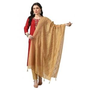 Women's Chanderi Self Design Dupatta (Green, Length:  Free Size)
