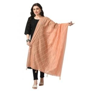Women's Chanderi Self Design Dupatta (Peach, Length:  Free Size)