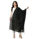 Women's Chanderi Self Design Dupatta (Black, Length:  Free Size)