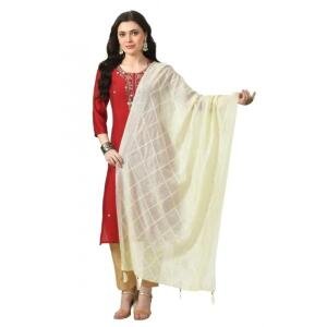 Women's Chanderi Self Design Dupatta (Off White, Length:  Free Size)