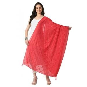 Women's Chanderi Self Design Dupatta (Rani, Length:  Free Size)