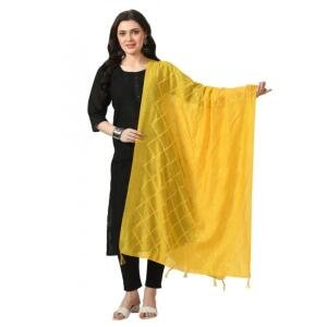 Women's Chanderi Self Design Dupatta (Yellow, Length:  Free Size)