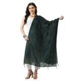 Women's Chanderi Self Design Dupatta (Green, Length:  Free Size)