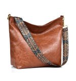 Women's PU Leather Medium Sling bag Zipper Handbag (Brown)