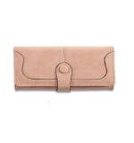 Women's Faux Leather Medium Snap Button Wallet (Khakhi)