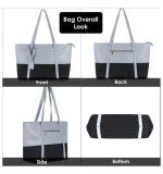 Women's Faux Leather Large Shoulder Zipper Handbag (Light Blue)