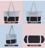 Women's Faux Leather Large Shoulder Zipper Handbag (Light Blue)