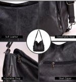 Women's PU Leather Medium Shoulder Zipper Handbag (Black)