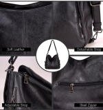 Women's PU Leather Medium Shoulder Zipper Handbag (Black)