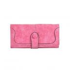 Women's Faux Leather Medium Snap Button Wallet (Pink)