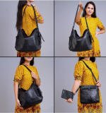 Women's PU Leather Medium Shoulder Zipper Handbag (Black)