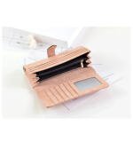 Women's Faux Leather Medium Snap Button Wallet (Khakhi)