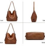 Women's PU Leather Medium Shoulder Zipper Handbag (Brown)