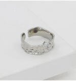 Stainless Steel Silver Polish Freesize Western Finger Ring (Silver Plated)