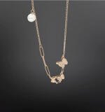 Women's Stainless Steel Butterfly Pendent Delicate Chain (Gold Plated)