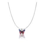 Women's Stainless Steel Colorful Butterfly Pendent Dailywear chain (Silver Plated)