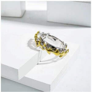 Stainless Steel Double Tone High-Quality Freesize Ring (Silver Plated)
