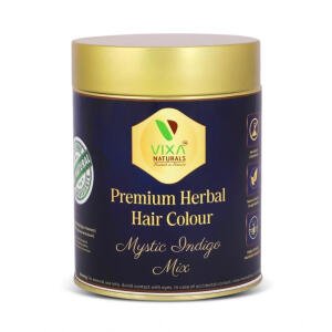 Women's Vixa Naturals Indigo Mix Hair Color | Henna Powder for Hair | Natural Black Herbal Hair Dye | Organic Mehndi with Indigo, Tulsi, Baheda & Thankuni | 25g x 8