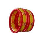 Women's Plastic Silk Thread Bangles (Lemon Yellow, Size: 2.2)