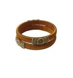 Women's Plastic Silk Thread Bangles (Light Brown, Size: 2.1)