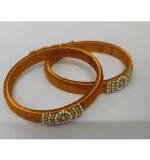 Women's Plastic Silk Thread Bangles (Light Brown, Size: 2.1)