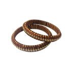 Women's Plastic Silk Thread Bangles (Gold-Dark Brown, Size: 2.6)