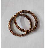Women's Plastic Silk Thread Bangles (Gold-Dark Brown, Size: 2.6)