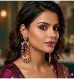Women's Zinc Alloy Gold Plated Chandbali Earrings (Multicolor)