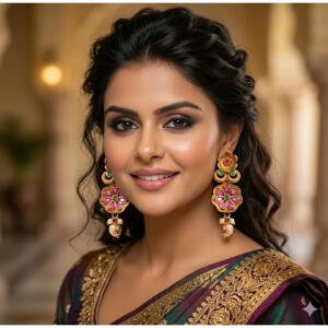Women's Zinc Alloy Gold Plated Jhumka Earrings (Multicolor)