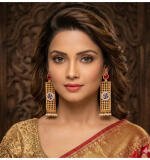 Women's Zinc Alloy Gold Plated Dangler Earrings (Multicolor)