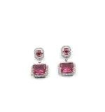 Women's Brass Silver Plated Drop Earrings (Red)