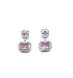 Women's Brass Silver Plated Drop Earrings (Pink)