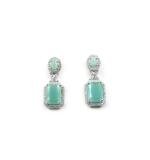 Women's Brass Silver Plated Drop Earrings (Turquoise)